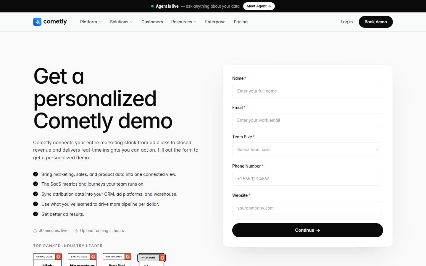 Cometly demo form