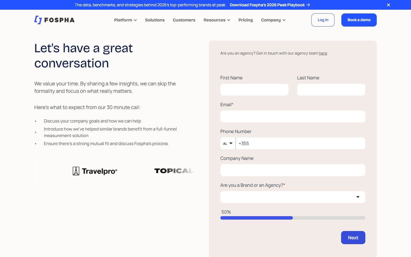 Fospha demo form