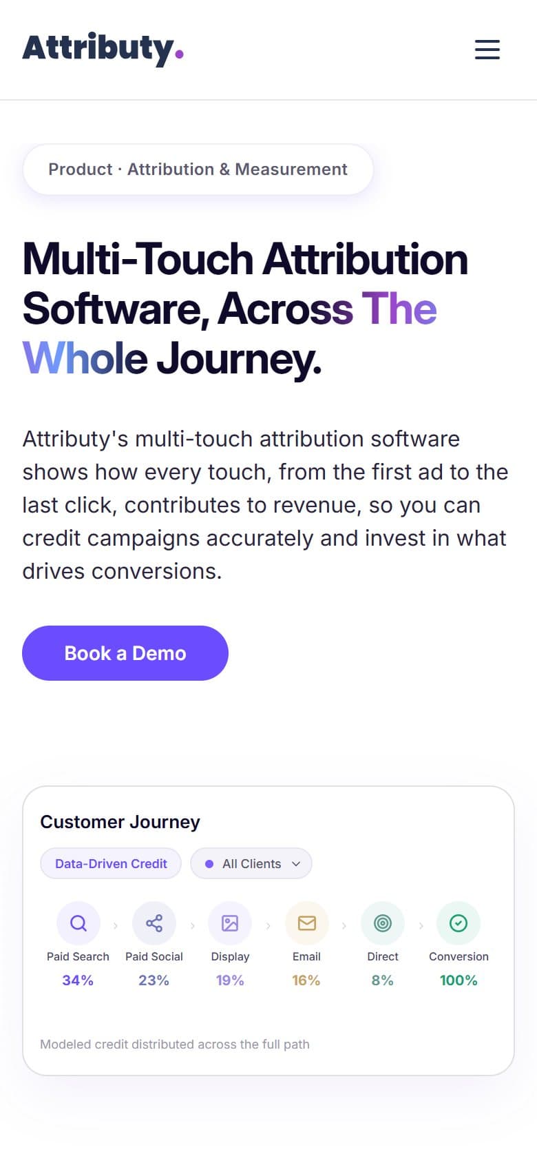 Attributy product page on a phone