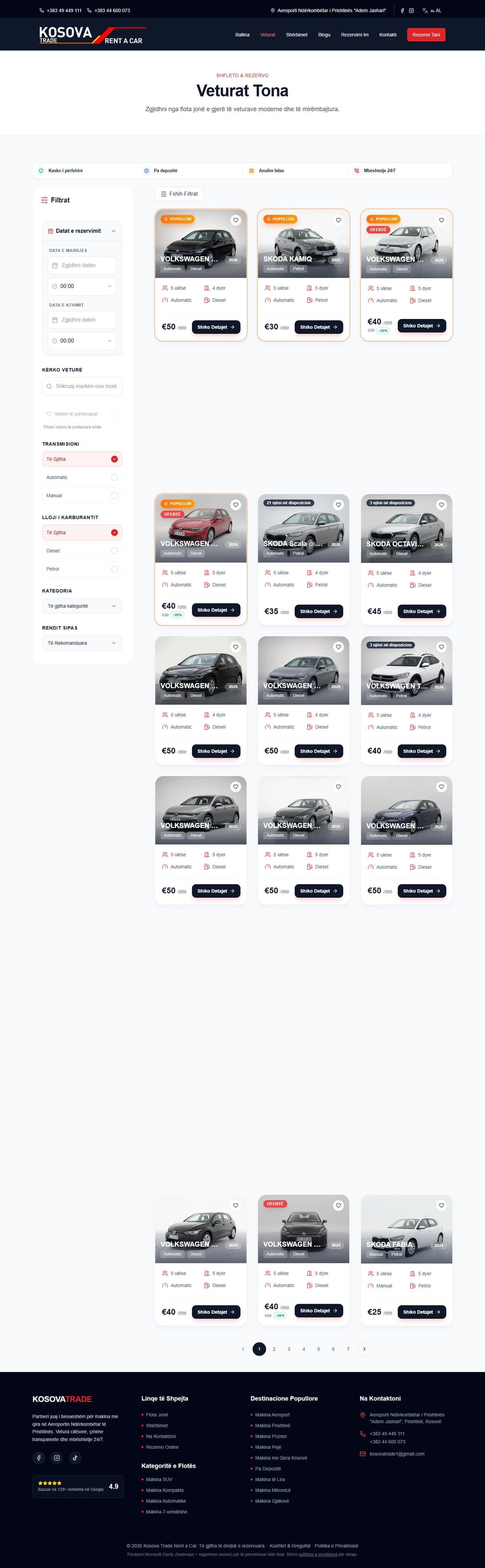 Kosova Trade Rent a Car, Fleet. Browse & filter