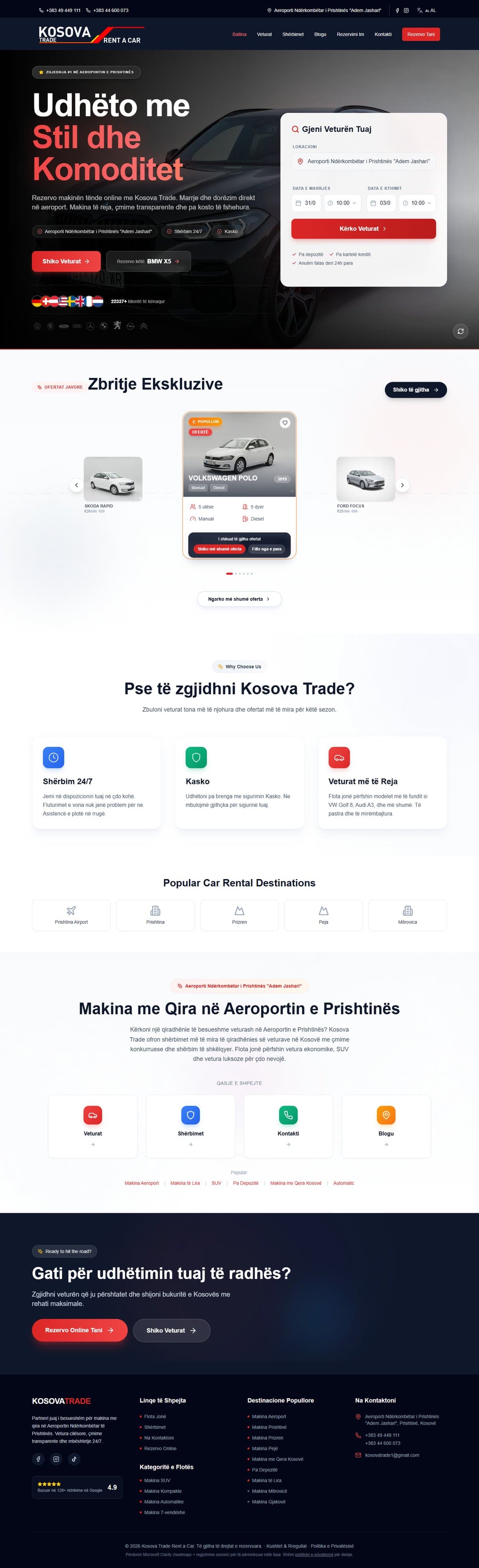 Kosova Trade Rent a Car full page design